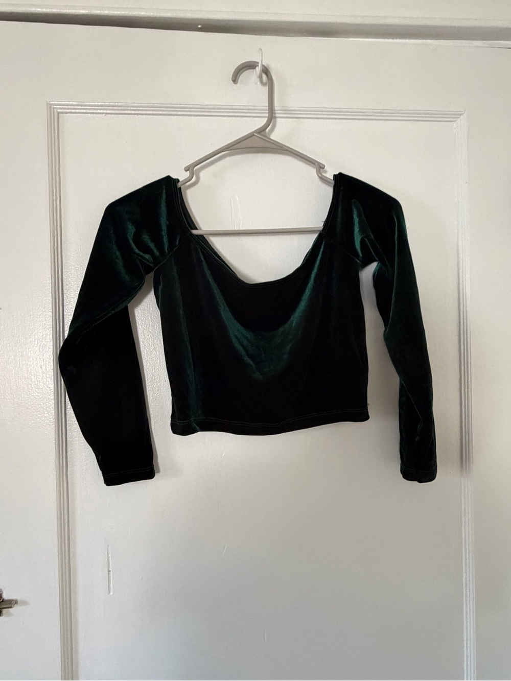 American Apparel Emerald Green Velvet Long Sleeve Scoop Top